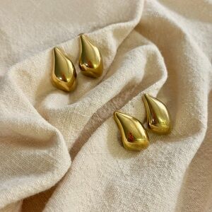 Women’s Gold Plated Chunky Dome Drop Trendy Statement Hypoallergenic Earrings